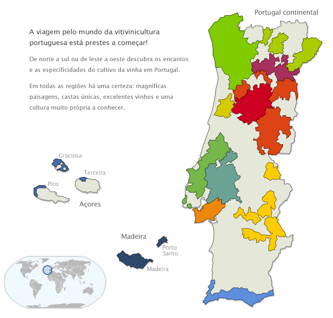 Portugal, vinho do mapa - o mapa Vitivinícola de Portugal (Europa do Sul -  Europa)